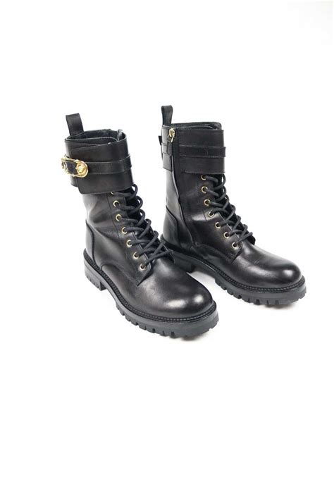 versace safety pin combat boot|versace safety pin dress.